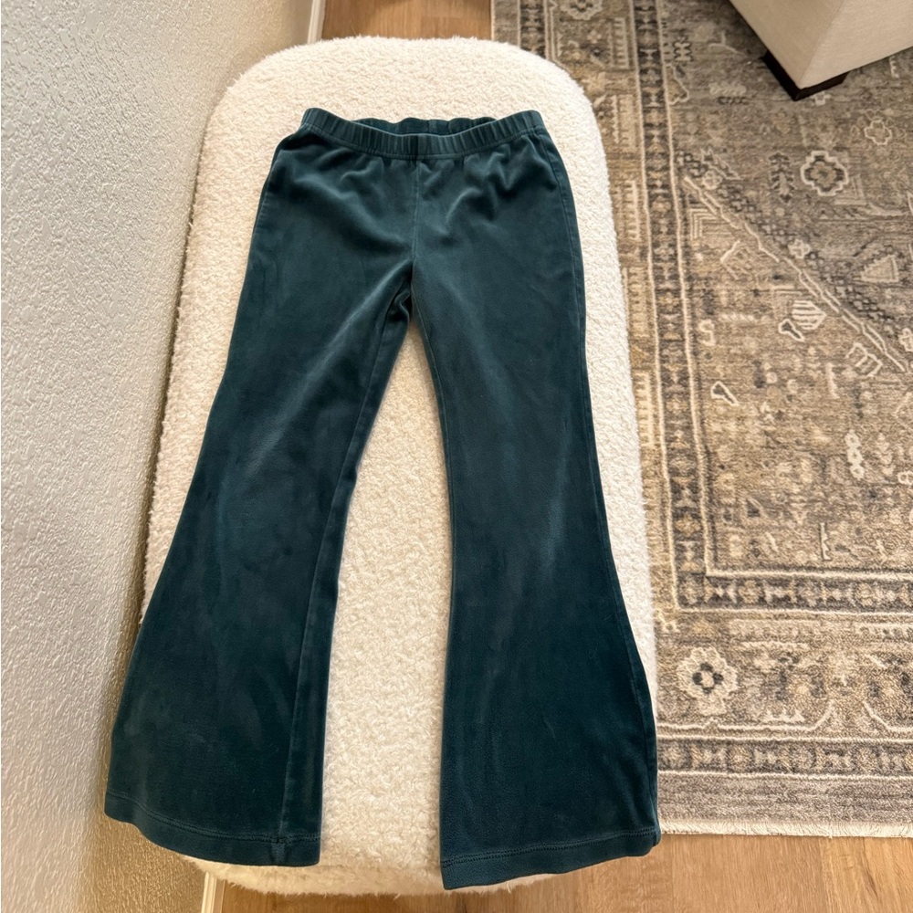 Hanna Andersson Dark Teal Velvet Flare Leggings Girls 6/7